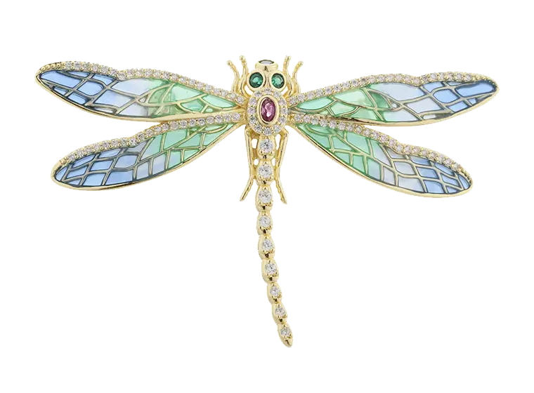 C00419 Брошь в виде бабочки из стерлингового серебра 925 пробы с эмалью