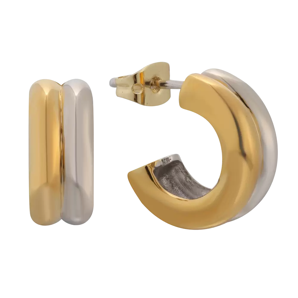 E04058K Серьги из стерлингового серебра 925 пробы, двухцветные