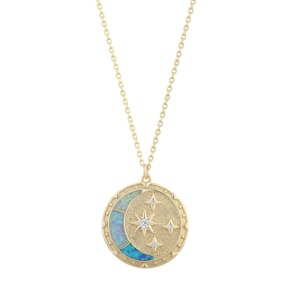 PLN03303 Колье из стерлингового серебра 925 пробы с опалом и фианитами