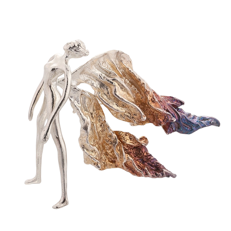 C00611 Брошь в виде ангела из стерлингового серебра 925 пробы, ручная работа