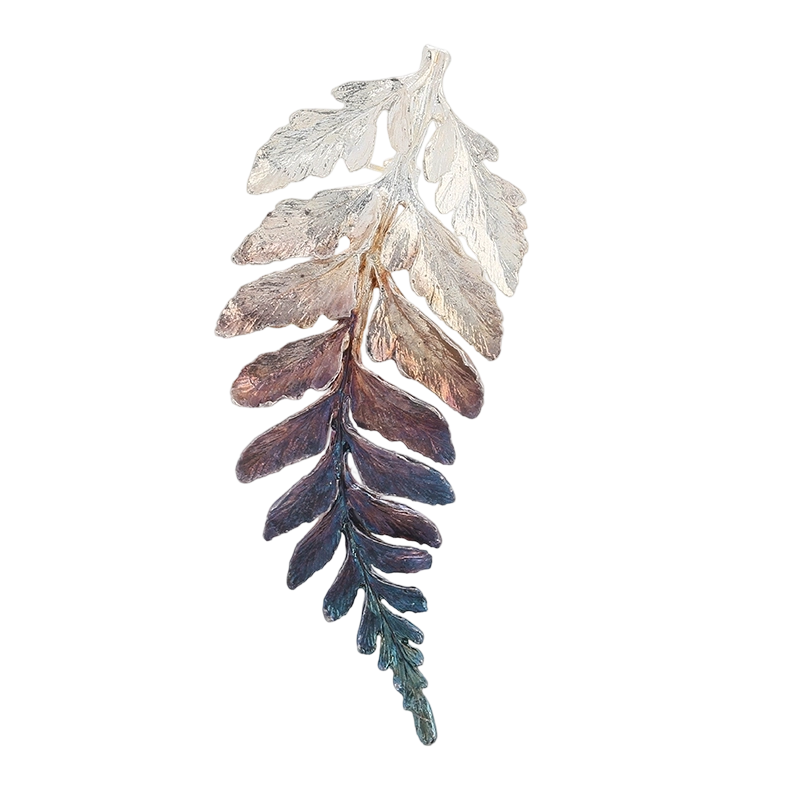 C00612 Брошь ручной работы из стерлингового серебра 925 пробы в виде листа