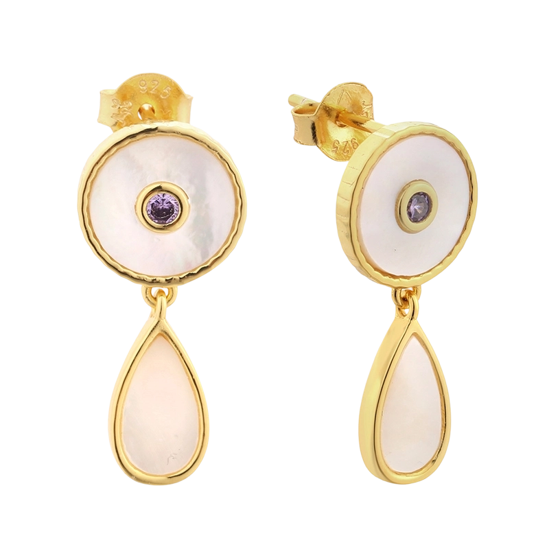 Серьги из стерлингового серебра 925 пробы E08211 с перламутровой вставкой