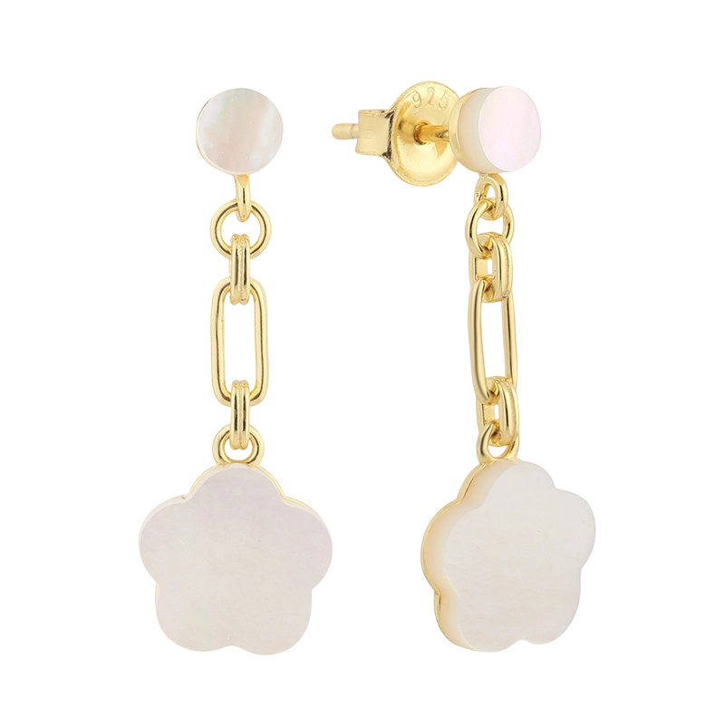 Серьги из стерлингового серебра 925 пробы PLE07845 с перламутровой вставкой