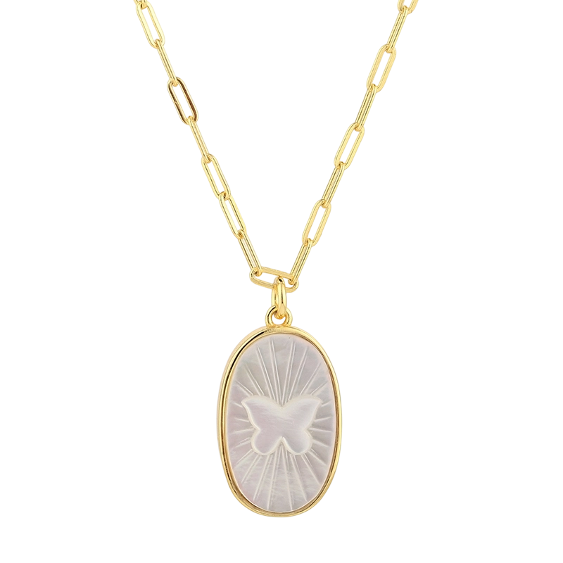 PLN03268 Колье из стерлингового серебра 925 пробы с перламутровой вставкой