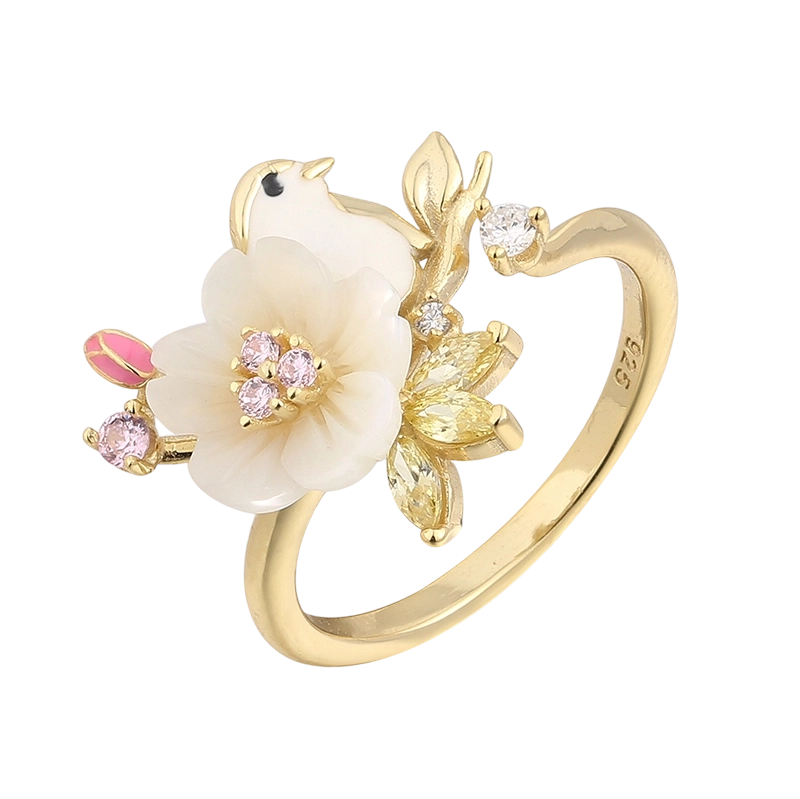 YR02679 Кольцо из стерлингового серебра 925 пробы с перламутровой вставкой