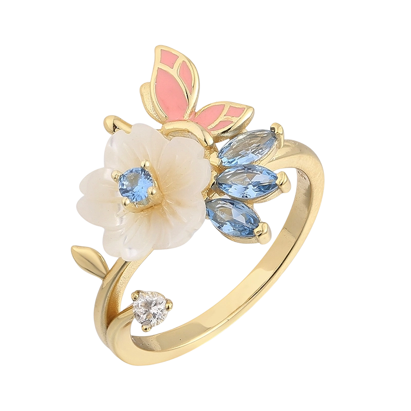 YR02682 Кольцо из стерлингового серебра 925 пробы с перламутровой вставкой