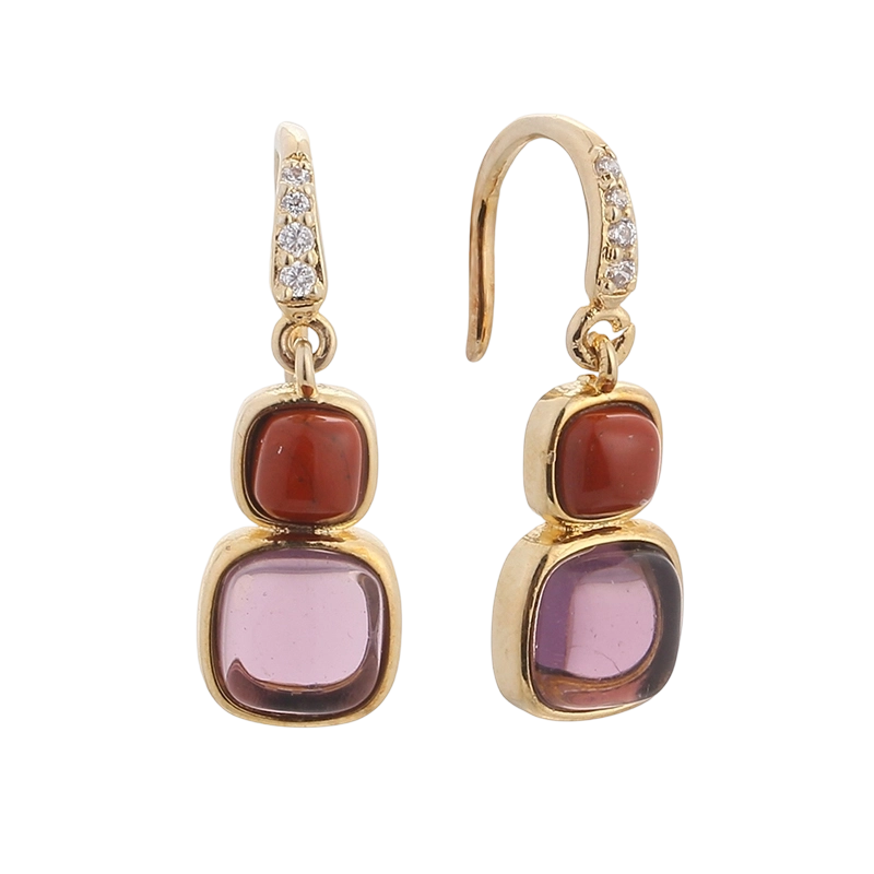 YE01818 Серьги из стерлингового серебра 925 пробы с фианитами и яшмой