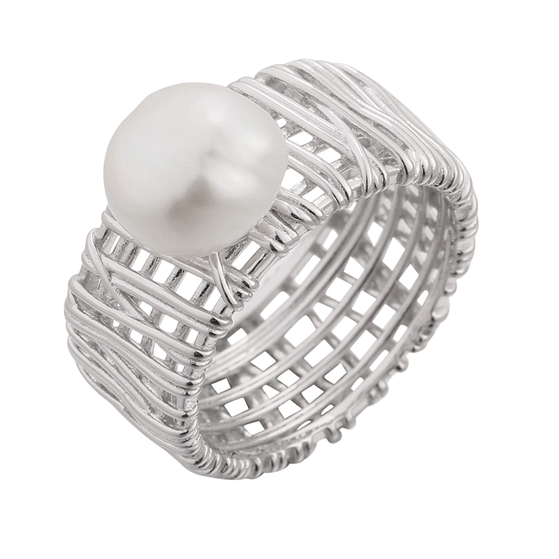 YR03378 Кольцо из стерлингового серебра 925 пробы с барочным жемчугом